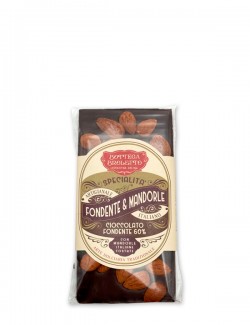 Bar of  dark chocolate with almonds